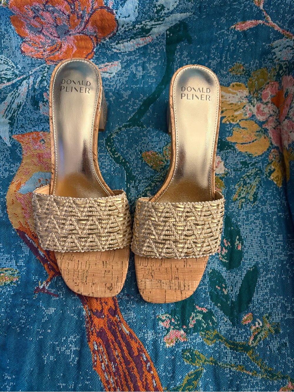 Donald J. Pliner Metallic Gold Braided Slide Sandals